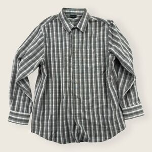 R&R Casual‎ Shirt Mens XL Button Up Gray Plaid Long Sleeve Pockets